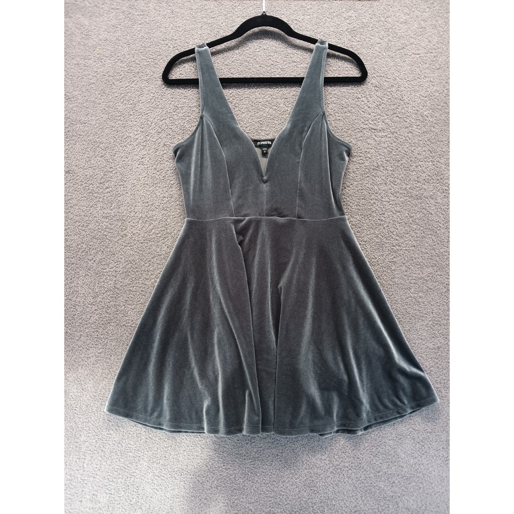 Express Velvet‎ Skater Dress Underwire Bustier Grey Dress Flare S Fairy